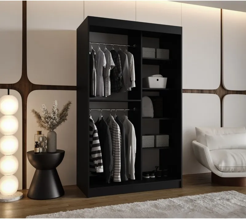 Šatní skříň s posuvnými dveřmi se zrcadlem Moka 120 cm