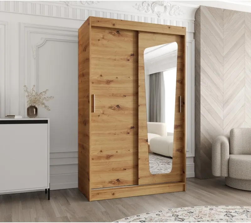 Šatní skříň s posuvnými dveřmi se zrcadlem Moka 120 cm
