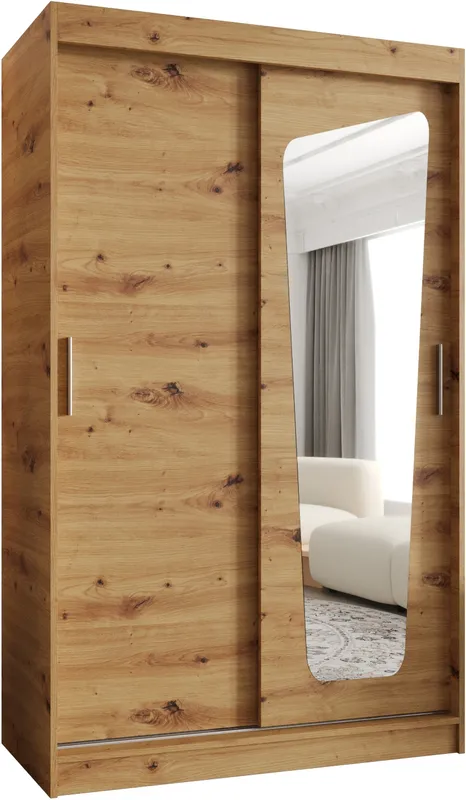 Šatní skříň s posuvnými dveřmi se zrcadlem Moka 120 cm