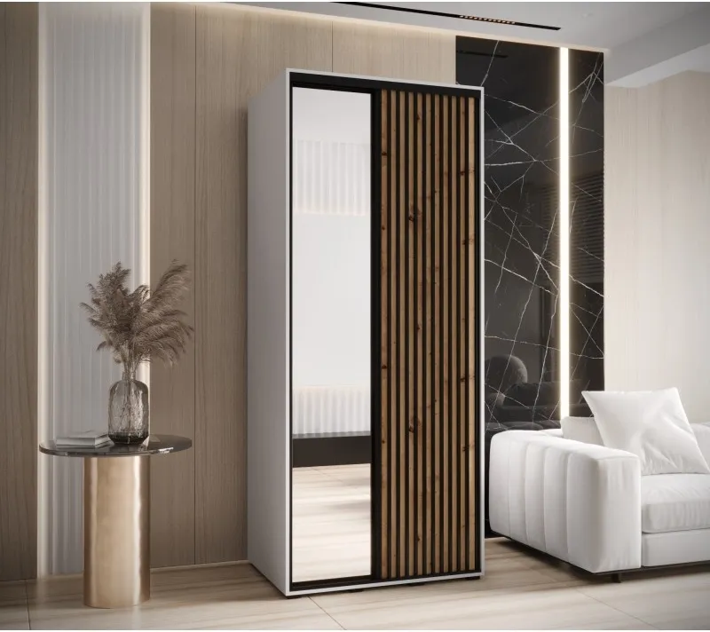 Šatní skříň s posuvnými dveřmi a zrcadlem Lanko 2 110, hloubka 60 cm