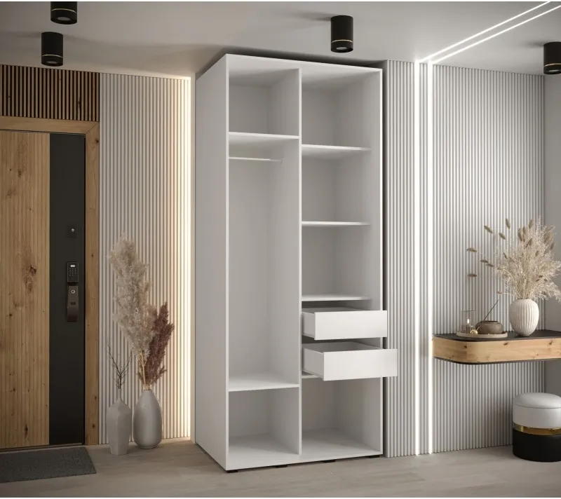 Šatní skříň s posuvnými dveřmi a zrcadlem Lanko 2 110, hloubka 60 cm