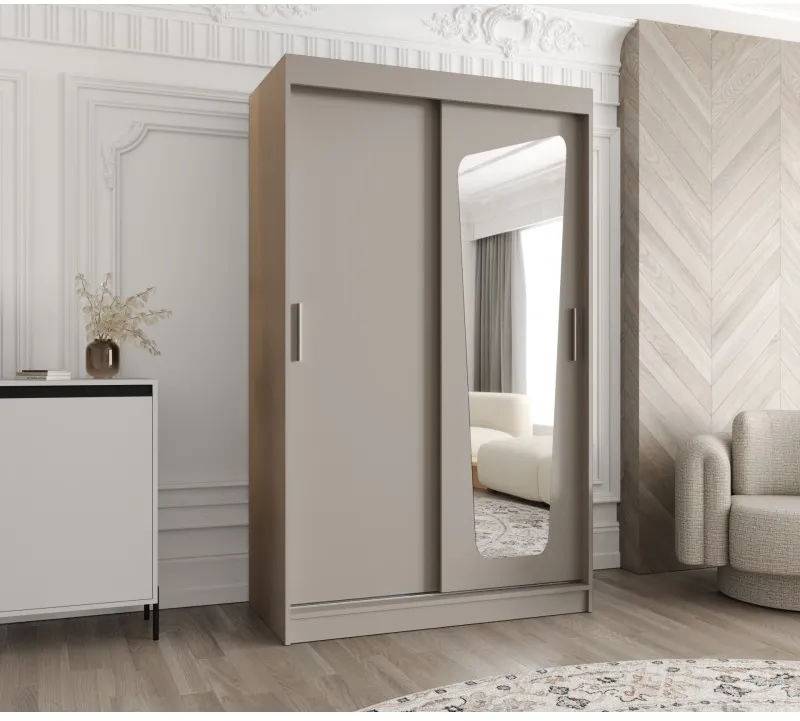 Šatní skříň s posuvnými dveřmi se zrcadlem Moka 120 cm