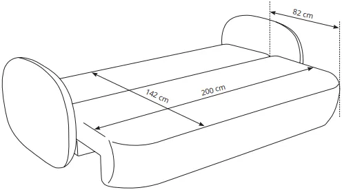 Sofa Olio z funkcją spania typu DL i pojemnikiem na pościel