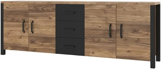 Široká komoda s dvířky a zásuvkami do obývacího pokoje Olin