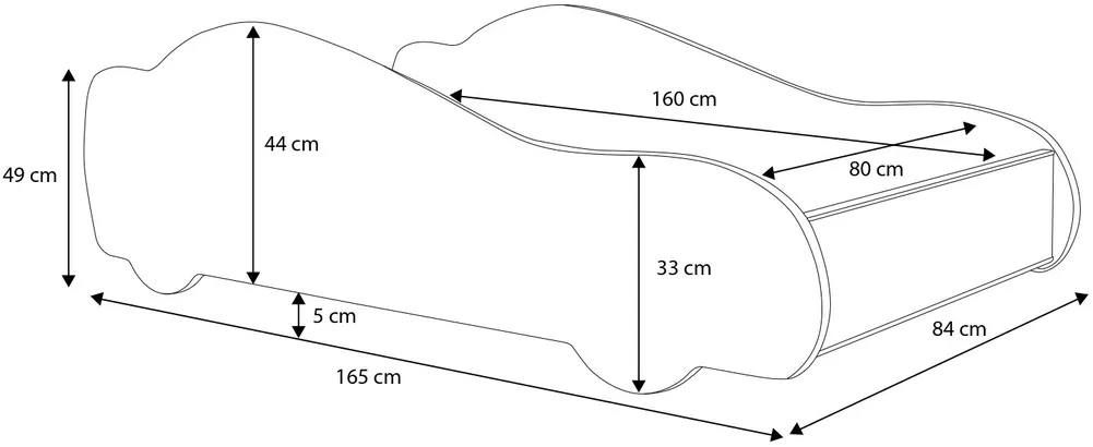 Postel s matrací a osvětlením Car 4x4 160
