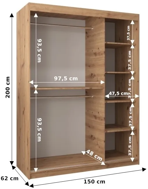 Skriňa s posuvnými dverami Monaco 150 cm