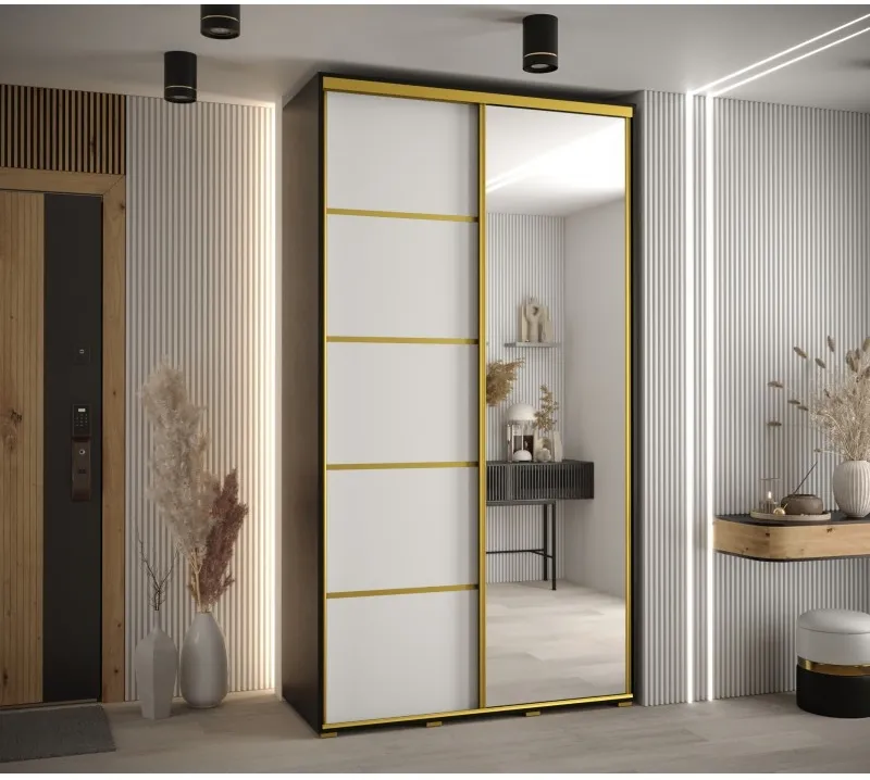 Skriňa s posuvnými dverami so zrkadlom Davos 5 130 cm 45 cm hĺbky