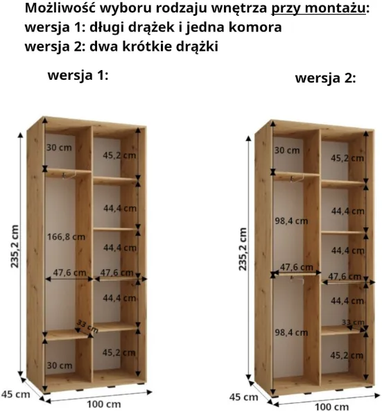 Szafa przesuwna z lustrem Davos 7 100 45