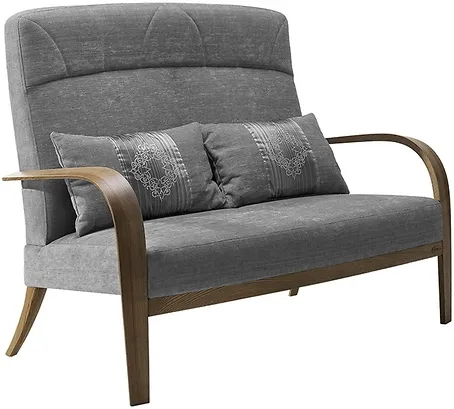Sofa Lagossa z drewnianymi podłokietnikami