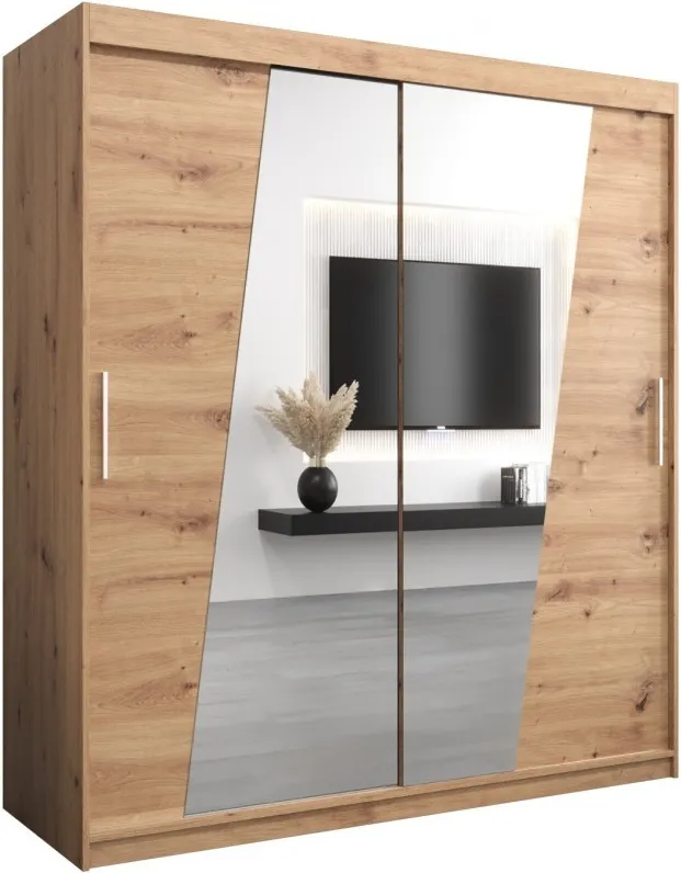 Šatní skříň s posuvnými dveřmi se zrcadlem Rhomb 180 cm