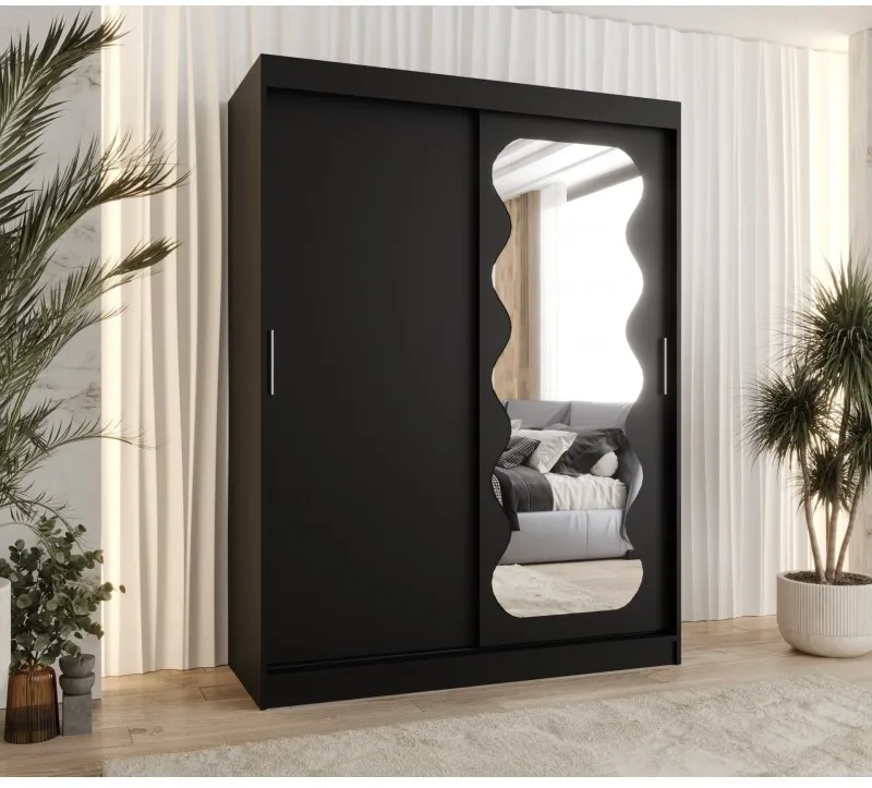 Šatní skříň s posuvnými dveřmi se zrcadlem Spoti 150 cm