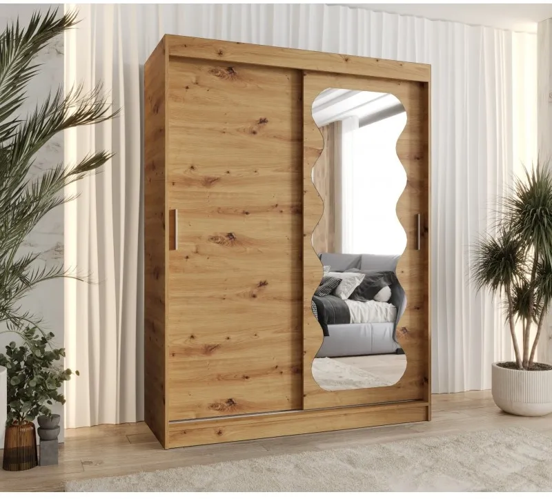Šatní skříň s posuvnými dveřmi se zrcadlem Spoti 150 cm