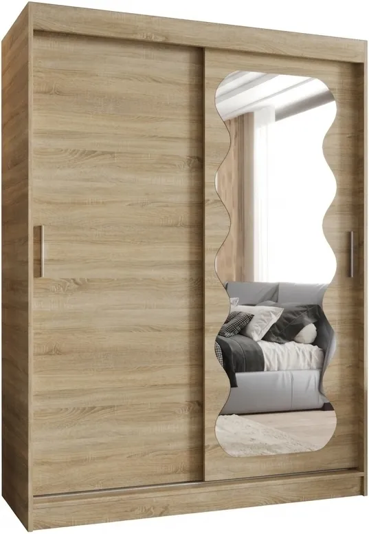 Šatní skříň s posuvnými dveřmi se zrcadlem Spoti 150 cm