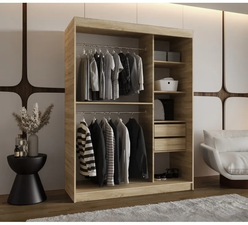 Šatní skříň s posuvnými dveřmi se zrcadlem Spoti 150 cm