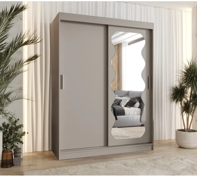 Šatní skříň s posuvnými dveřmi se zrcadlem Spoti 150 cm