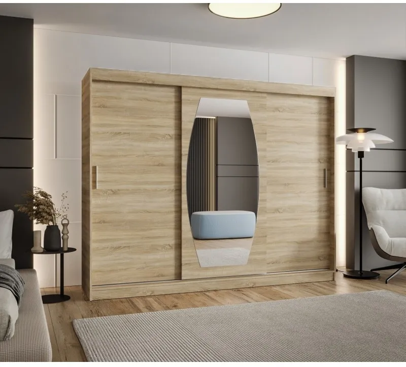 Skriňa s posuvnými dverami so zrkadlom Rossa 250