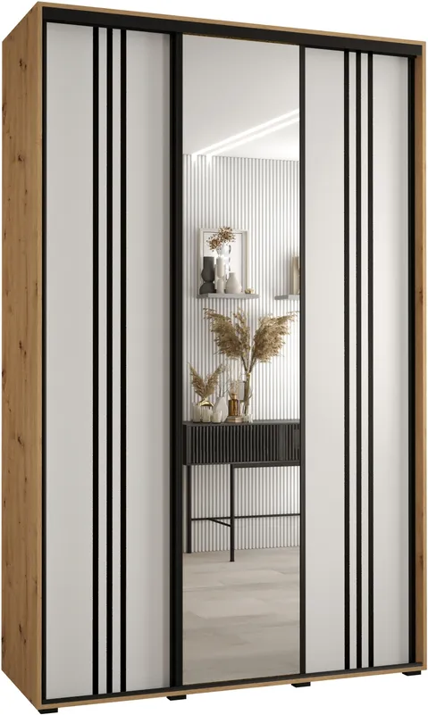 Šatní skříň s posuvnými dveřmi se zrcadlem Davos 7 150 cm 45 cm
