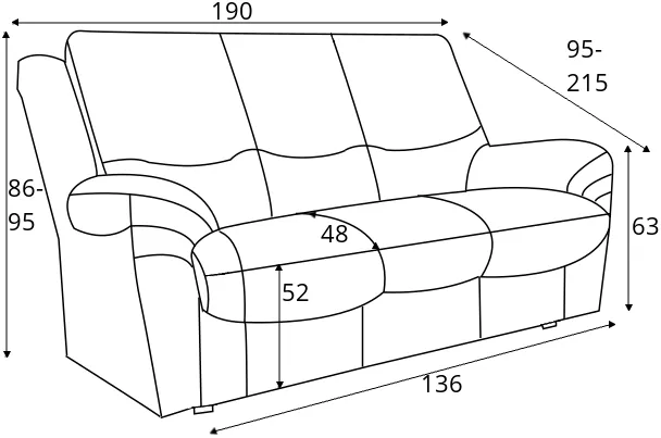 3-osobowa sofa Kreta z funkcją spania typu stelaż belgijski