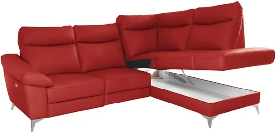 Pravostranná rohová pohovka Luna s elektrickou funkcí relax a úložným prostorem