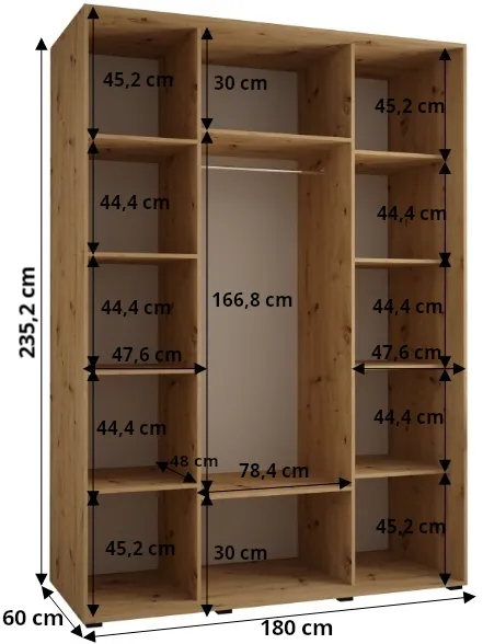Posuvná skriňa Davos 2 180 cm 60 cm hĺbky