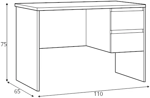 Przestronne biurko o głębokości 65 cm z szufladami Fribo
