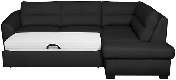 Rohová pohovka Rido pravá rozkládací s funkcją spania typu delfin a s úložným prostorem na ložní prádlo