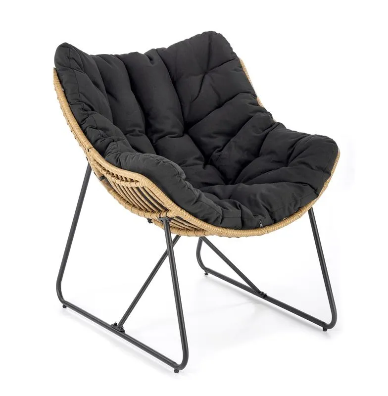 Fotel Whisper do ogrodu rattan syntetyczny-czarny