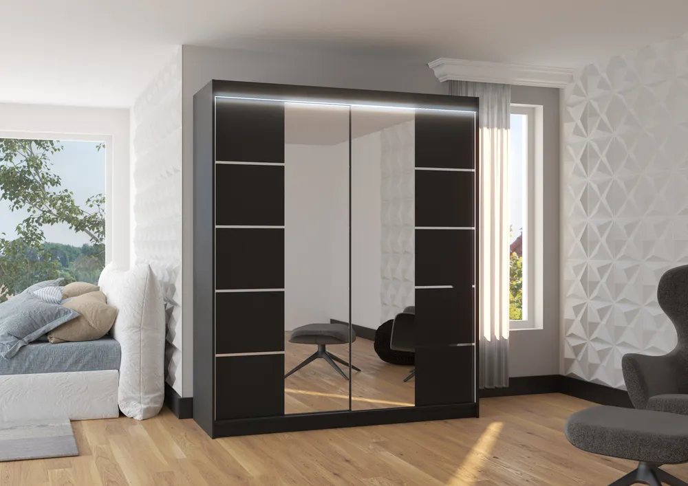 Šatní skříň s osvětlením Traves 180 cm