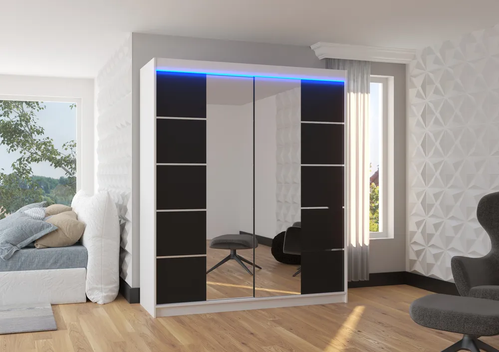 Šatní skříň s osvětlením Traves 180 cm