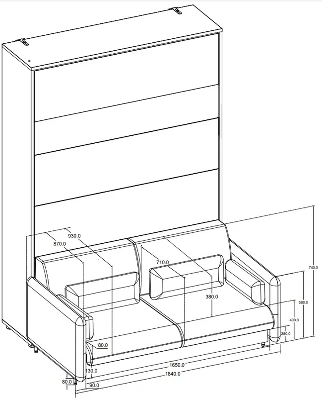 Sofa 160 do półkotapczanu BC-12 w kolorze Szary