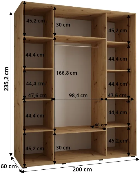 Skriňa s posuvnými dverami Davos 2 200 cm 60 cm hĺbky