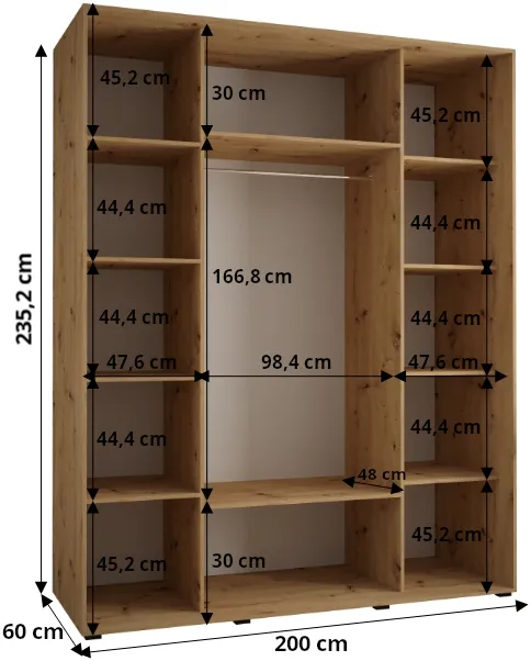Szafa przesuwna Davos 2 200 60 cm głębokości