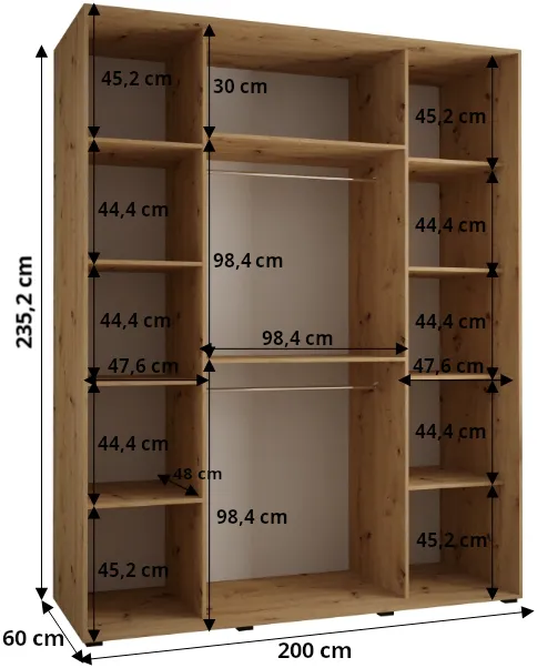 Szafa przesuwna Davos 2 200 60 cm głębokości