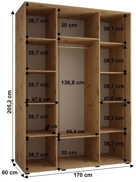 Skriňa Cannes 1 170 hĺbka 60 cm