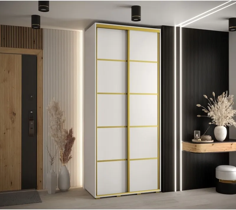 Vysoká šatní skříň s posuvnými dveřmi Davos 4 120, hloubka 45 cm, výška 235,2 cm