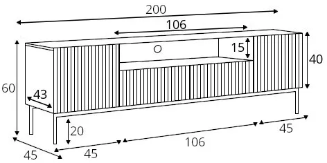 TV stolek Nicole 200 cm s nikou