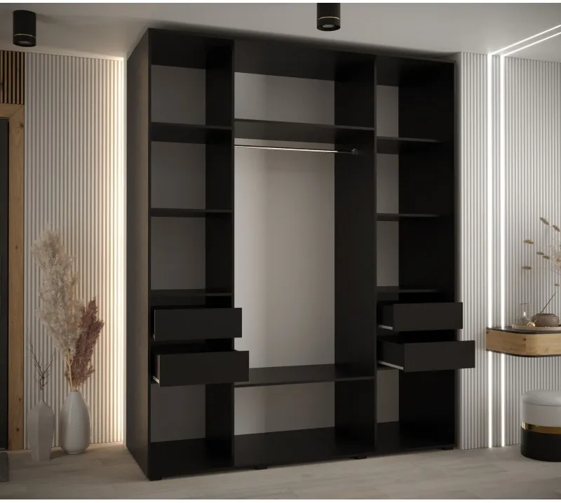 Šatní skříň s posuvnými dveřmi a zrcadlem Lanko 2 200, hloubka 60 cm