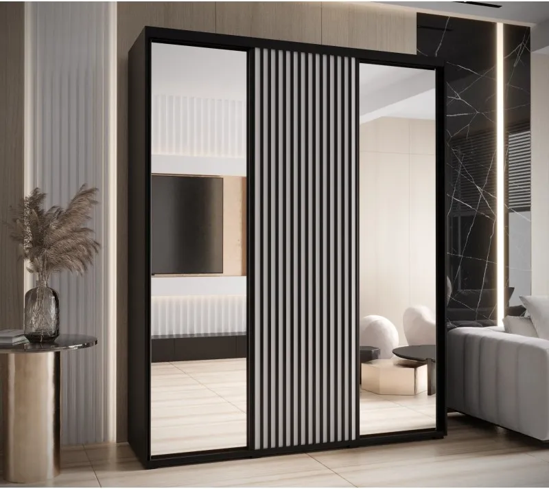 Šatní skříň s posuvnými dveřmi a zrcadlem Lanko 2 200, hloubka 60 cm
