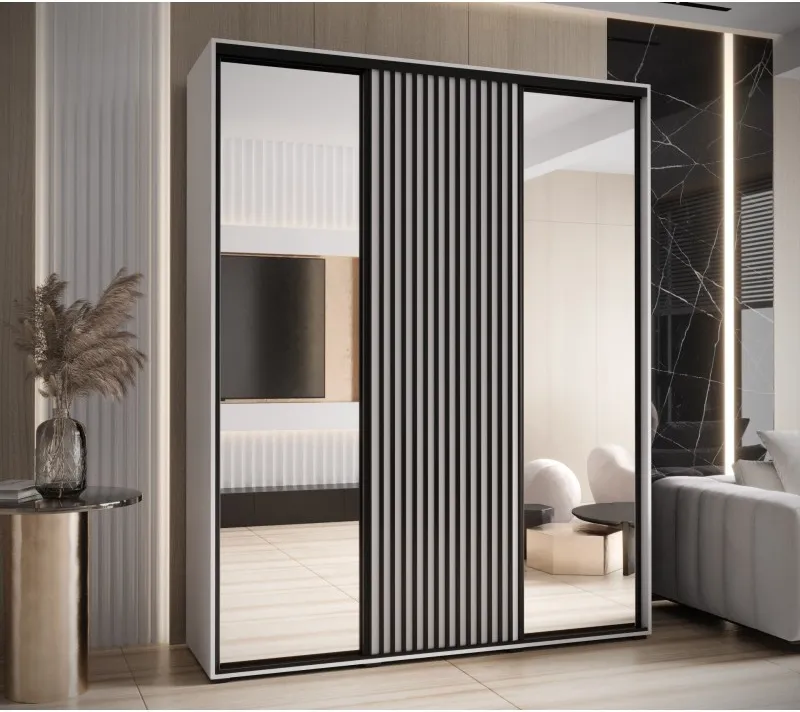 Šatní skříň s posuvnými dveřmi a zrcadlem Lanko 2 200, hloubka 60 cm