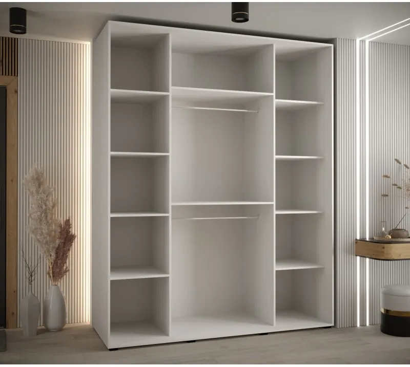 Šatní skříň s posuvnými dveřmi a zrcadlem Lanko 2 200, hloubka 60 cm