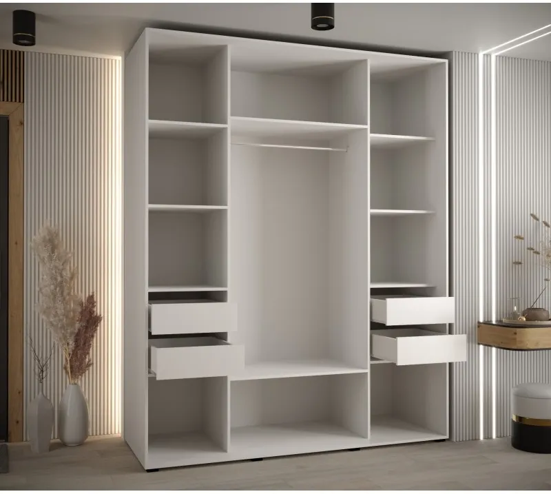 Šatní skříň s posuvnými dveřmi a zrcadlem Lanko 2 200, hloubka 60 cm