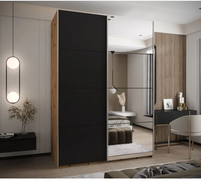 Šatní skříň s posuvnými dveřmi se zrcadlem Lux 3 170