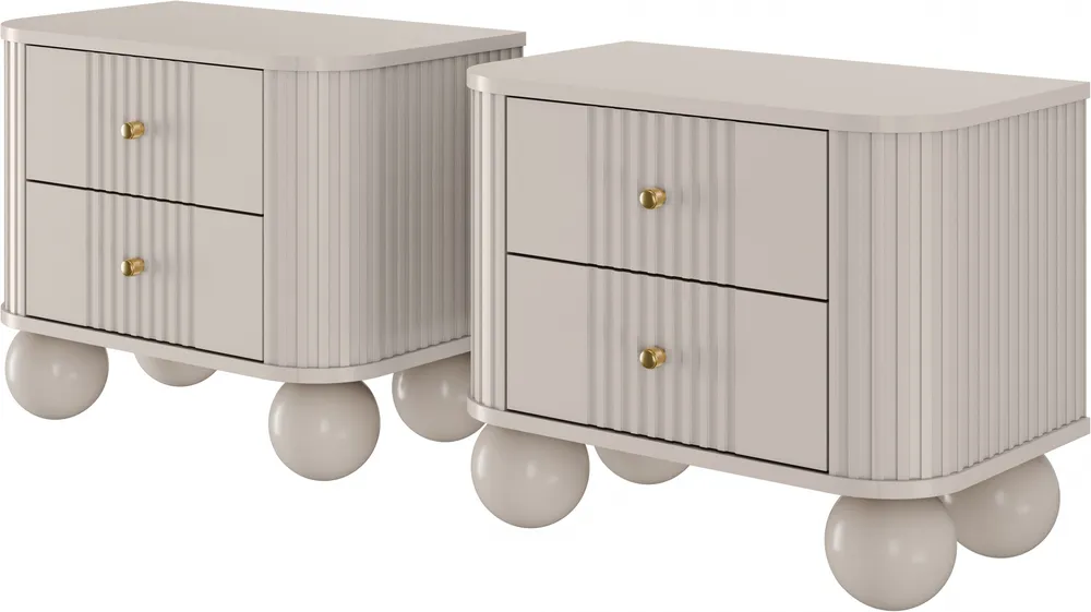 Sada nočních stolků Vesper s kulovými nožkami 2 ks.