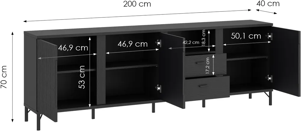 TV stolek Duna třídveřový se dvěma zásuvkami