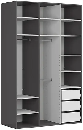 Třídveřová šatní skříň se zrcadlem do ložnice Flex 150 cm