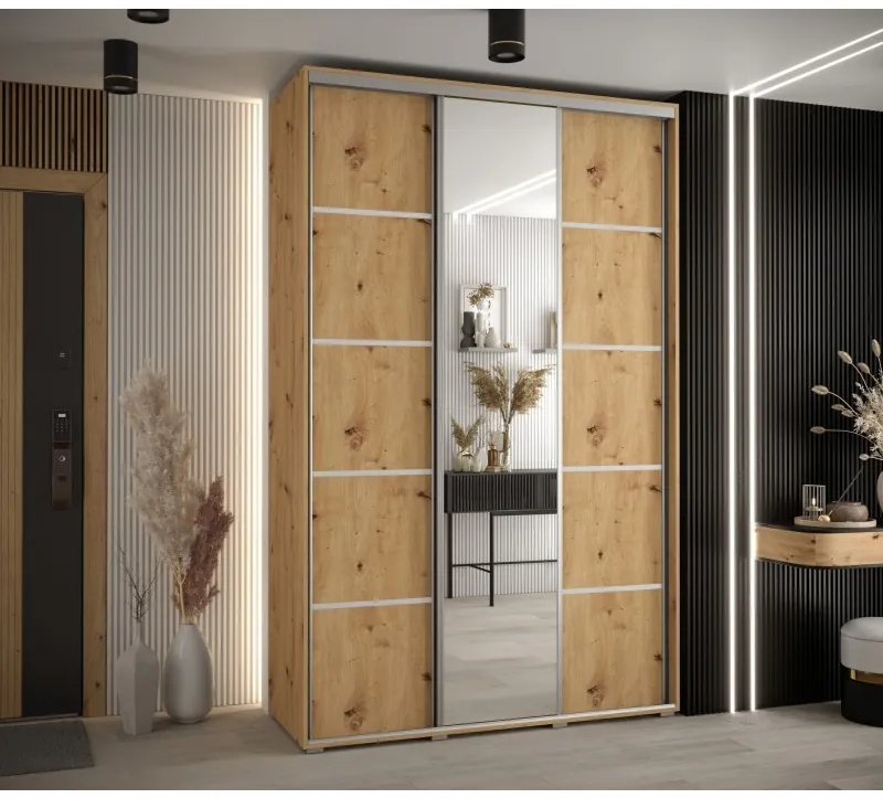 Skriňa s posuvnými dverami so zrkadlom Davos 5 150 cm 45 cm hĺbky