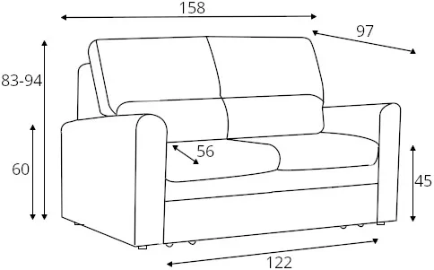 Sofa 2-osobowa Fulla z funkcją spania i pojemnikiem na pościel