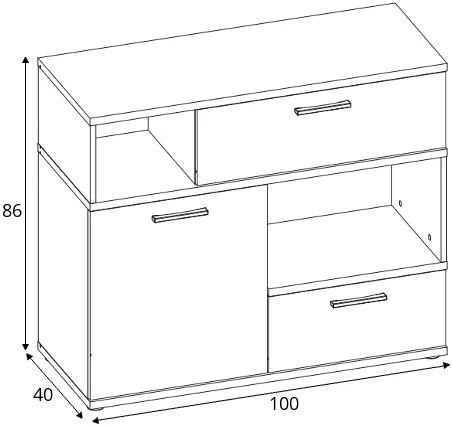 Jednodveřová komoda se zásuvkami do obývacího pokoje nebo ložnice Twenty
