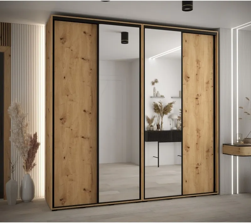 Vysoká šatní skříň s posuvnými dveřmi Davos 3 240, hloubka 45 cm, výška 235,2 cm