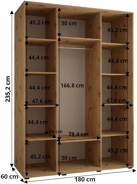 Szafa przesuwna z lustrem Lanko 2 180 60 cm głębokości